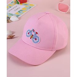 Babyhug Baseball Cap with Cycle Print Pink - Diameter 14cm