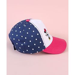 Babyhug Baseball Cap with Minnie Mouse & Text Print White & Navy Blue - Diameter 14cm