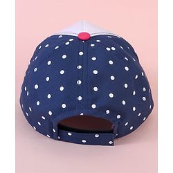 Babyhug Baseball Cap with Minnie Mouse & Text Print White & Navy Blue - Diameter 14cm