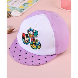 Babyhug Baseball Cap with Mickey & Friends Print White & Purple - Diameter 16cm