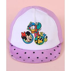 Babyhug Baseball Cap with Mickey & Friends Print White & Purple - Diameter 16cm