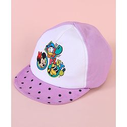 Babyhug Baseball Cap with Mickey & Friends Print White & Purple - Diameter 16cm