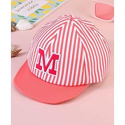 Babyhug Baseball Cap with Stripes White & Pink - Diameter 14cm