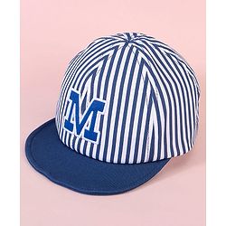 Babyhug Baseball Cap with Stripes White & Navy Blue - Diameter 16cm