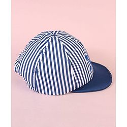 Babyhug Baseball Cap with Stripes White & Navy Blue - Diameter 16cm