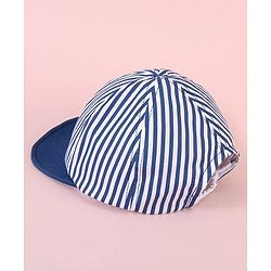 Babyhug Baseball Cap with Stripes White & Navy Blue - Diameter 16cm