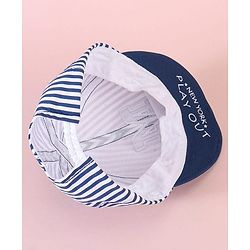 Babyhug Baseball Cap with Stripes White & Navy Blue - Diameter 16cm