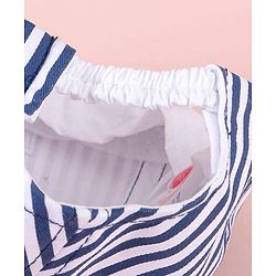 Babyhug Baseball Cap with Stripes White & Navy Blue - Diameter 16cm