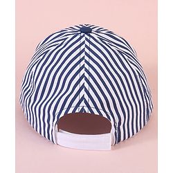 Babyhug Cotten Blend Baseball Cap With Striped Print Navy Blue - Diameter 17 cm