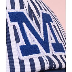 Babyhug Cotten Blend Baseball Cap With Striped Print Navy Blue - Diameter 17 cm