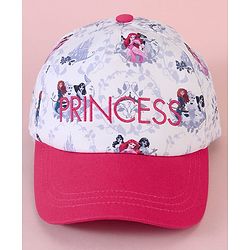 Babyhug Baseball Cap with Disney Princess Print  Pink & White - Diameter 13