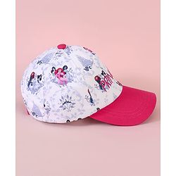 Babyhug Baseball Cap with Disney Princess Print  Pink & White - Diameter 13