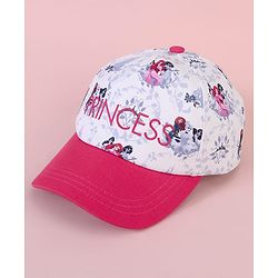 Babyhug Baseball Cap with Disney Princess Print  Pink & White - Diameter 13