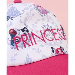 Babyhug Baseball Cap with Disney Princess Print  Pink & White - Diameter 13