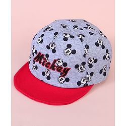 Babyhug Baseball Cap with Mickey Mouse Print Red & Grey - Diameter 15