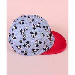 Babyhug Baseball Cap with Mickey Mouse Print Red & Grey - Diameter 15