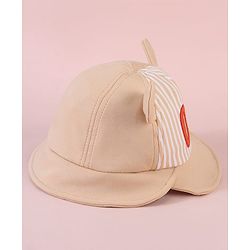 Babyhug  Baseball Cap with Ear Applique & Number Embroidery Beige - Diameter 16 cm