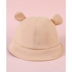 Babyhug  Baseball Cap with Ear Applique & Number Embroidery Beige - Diameter 16 cm
