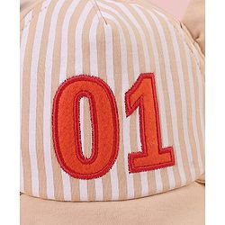 Babyhug  Baseball Cap with Ear Applique & Number Embroidery Beige - Diameter 16 cm