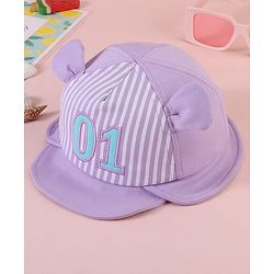 Babyhug  Baseball Cap with Ear Applique & Number Embroidery Purple - Diameter 16 cm