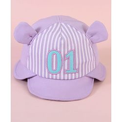 Babyhug  Baseball Cap with Ear Applique & Number Embroidery Purple - Diameter 16 cm