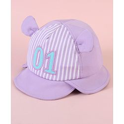 Babyhug  Baseball Cap with Ear Applique & Number Embroidery Purple - Diameter 16 cm