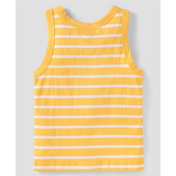Babyhug 100% Cotton Knit Sleeveless Sandos With Stripes & Fruits Print Pack of 3 - Red Yellow & White