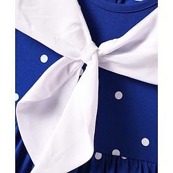 Babyhug Cotton Knit Sleeveless Sailor Collar Dress With Polka Dot Print - Blue