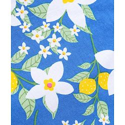 Babyhug Cotton Knit Frill Sleeves Co-ords Night Suit with Floral Print - Blue