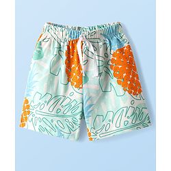 Babyhug Single Jersey Knit Mid Thigh Shorts With Pineapple Print - White