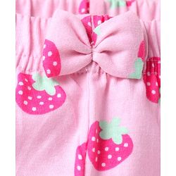 Babyhug Cotton Knit Mid Thigh Length Shorts with Tropical Theme Print & Bow Applique Pack of 3 - Pink & White