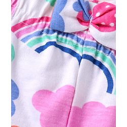 Babyhug Cotton Knit Mid Thigh Length Shorts with Tropical Theme Print & Bow Applique Pack of 3 - Pink & White