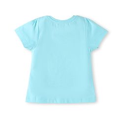 Babyhug Cotton Knit Half Sleeves Shorts Night Suit with Unicorn Print - Light Blue