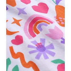 Babyhug Cotton Knit Frill Sleeves Top with Tropical Theme Print - White