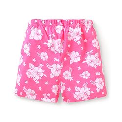 Babyhug Cotton Single Jersey Knit Mid Thigh Shorts Floral & Leafy Print Pack of 3 - Pink Navy & Purple