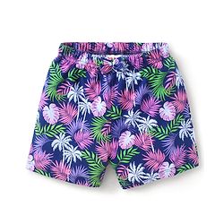 Babyhug Cotton Single Jersey Knit Mid Thigh Shorts Floral & Leafy Print Pack of 3 - Pink Navy & Purple