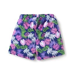 Babyhug Cotton Single Jersey Knit Mid Thigh Shorts Floral & Leafy Print Pack of 3 - Pink Navy & Purple