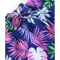 Babyhug Cotton Single Jersey Knit Mid Thigh Shorts Floral & Leafy Print Pack of 3 - Pink Navy & Purple