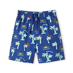 Babyhug Cotton Knit Mid Thigh Length Shorts with Beach Theme Print - Blue