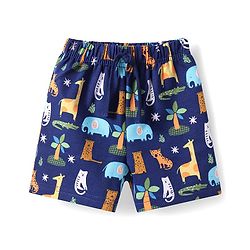 Babyhug Terry Knit Mid Thigh Shorts With Animal Print - Navy Blue