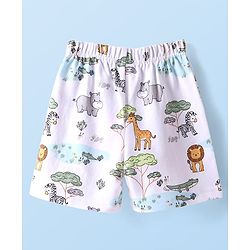 Babyhug Terry Knit Mid Thigh Shorts With Animal Print - White