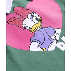 Babyhug Disney Single Jersey Knit Half Sleeves Overlapped T-Shirt & Skirt Set With Daisy Duck Graphics - Dark Green