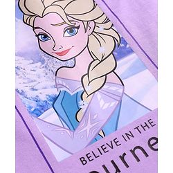 Babyhug Disney Single Jersey Knit Half Sleeves T-Shirt And Lounge Pants Set With Disney Princess Graphics - Lavender