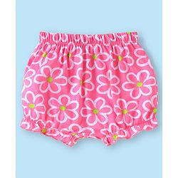 Babyhug 100% Cotton Knit Floral & Polka Dots Printed  Bloomers Pack of 3 - Green Pink & White