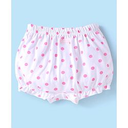 Babyhug 100% Cotton Knit Floral & Polka Dots Printed  Bloomers Pack of 3 - Green Pink & White
