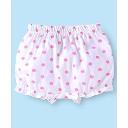 Babyhug 100% Cotton Knit Floral & Polka Dots Printed  Bloomers Pack of 3 - Green Pink & White