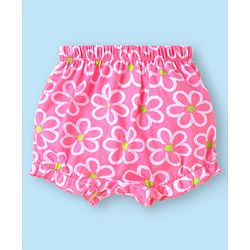 Babyhug 100% Cotton Knit Floral & Polka Dots Printed  Bloomers Pack of 3 - Green Pink & White