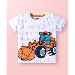 Babyhug Single Jersey Knit Half Sleeves T-Shirt & Shorts Set with JCB  Print -White & Yellow