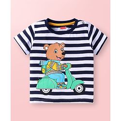 Babyhug Single Jersey Knit Half Sleeves T-Shirt & Shorts Bear Print - Yellow & Navy