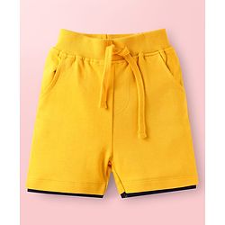Babyhug Single Jersey Knit Half Sleeves T-Shirt & Shorts Bear Print - Yellow & Navy